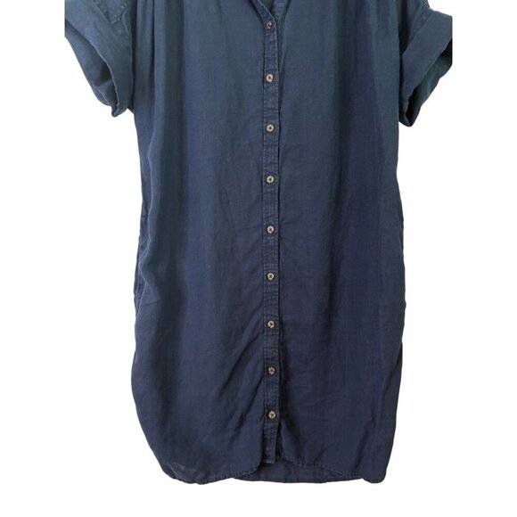 J.Crew Women's 100% Linen Baird McNutt Irish Linen Navy Shirtdress Size Small - Picture 7 of 12